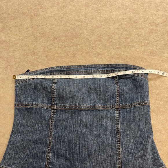 Yada Yada Stretch Y2K 2000's Blue Denim Wide Leg Capri Jumper Romper size Large - Picture 9 of 15